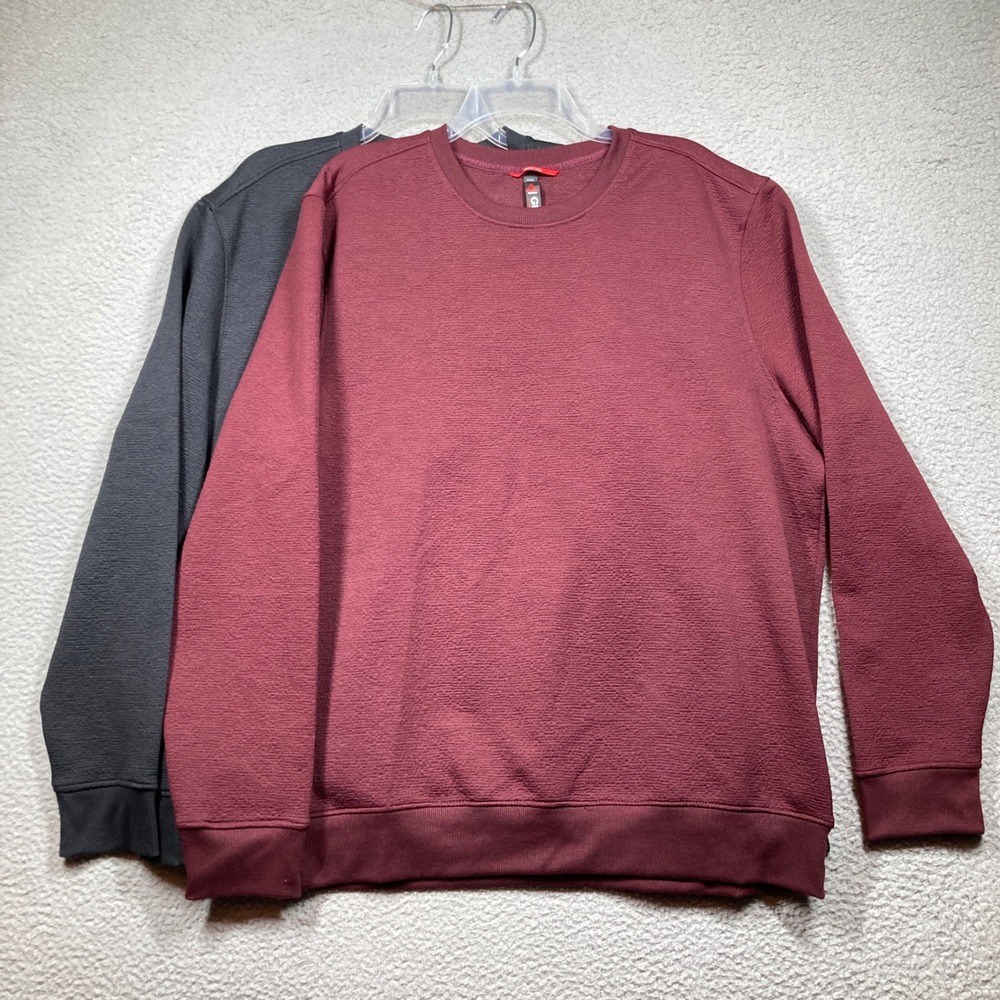 Gerry Crewneck Sweatshirt Mens XL Burgundy Black 2 Pack Textured Pullover